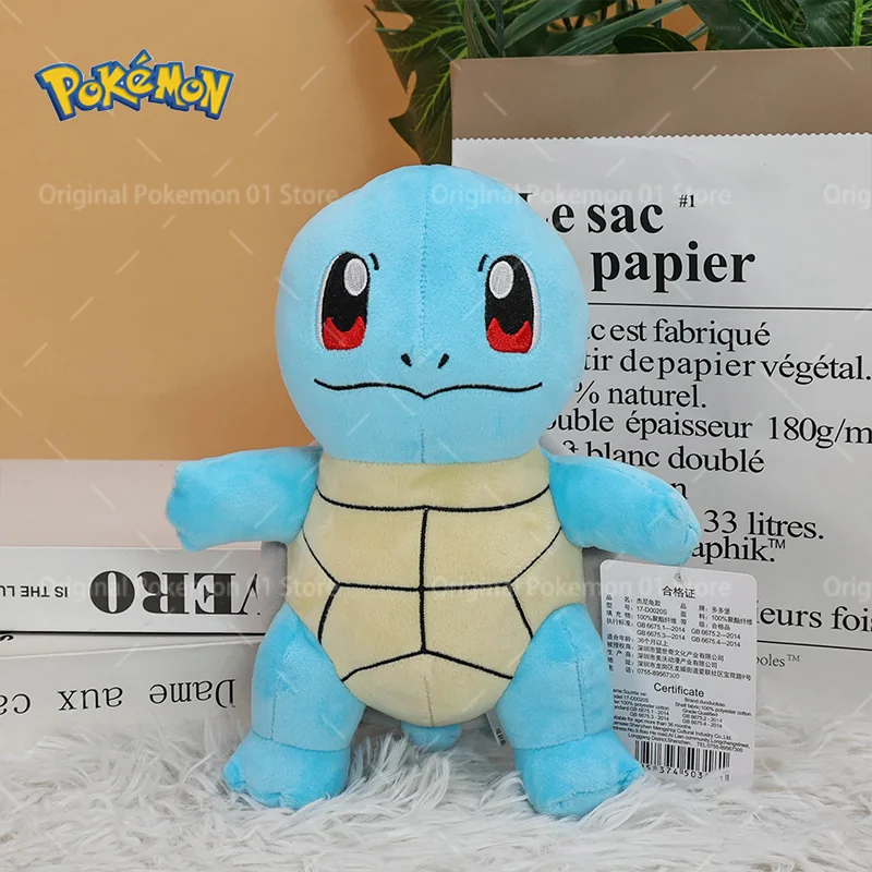 22cm 오리지널 포켓몬 플러시 카와이 Squirtle 박제 동물 장난감 애니메이션 인형 어린이를위한 베개 생일 선물 던지기