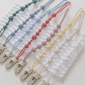 아기 진정 실리콘 젖꼭지 클립 클립이있는 부드러운 유연한 젖꼭지 가죽 끈 분실 방지 유모차 Teether 신생아 물기 장난감