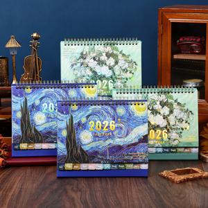 2026 빈티지 책상 달력 그림 디자인 월간 스티커 색인 홈 오피스 학교를위한 일일/주간/월간 플래너