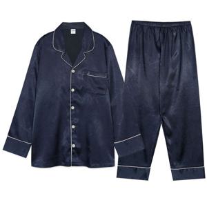 [하프클럽] 남성잠옷 컬러실크 긴팔 무지 샤무즈 파자마 홈웨어 상하세트 NV