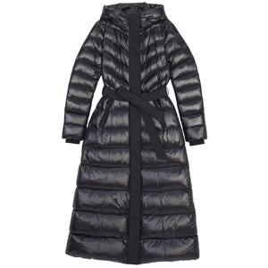 CALINA R BLACK 여자 후드 롱 패딩 점퍼 코트