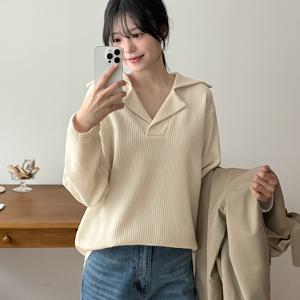 [제작] 러이트 루즈핏 오픈카라 티셔츠 80459 빅사이즈여성의류