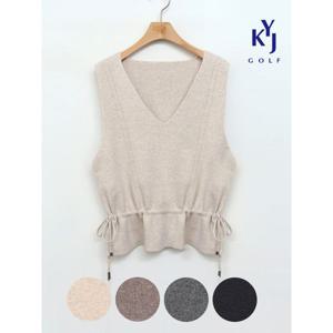 [하프클럽] 가을겨울 브이넥 니트 조끼 사이드리본 여성 골프 베스트 DPFLVE69