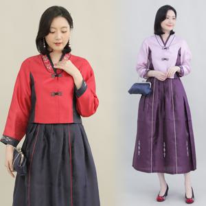 엄마옷 환갑 칠순 가족행사 사계절 여성 양단 개량한복 생활한복 상하세트 H08121