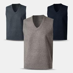 남성 고급 울 무지 브이넥 니트 조끼 YNT01 가을 겨울