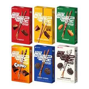 G)[6갑] 빼뺴로 6종(초코/초코필드/아몬드/크런키/화이트쿠키/초코쿠키)