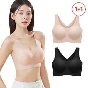 [1+1] 무지 편안한 숨쉬는 심리스 노와이어 브라 메쉬 브래지어 컬러2종