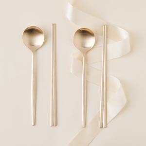 오부자 모던민자  놋 수저 2인 세트