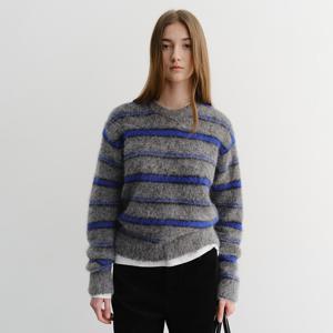 던스트 UNISEX STRIPED HAIRY SWEATER MELANGE GREY/BLUE_UDSW5D129G2