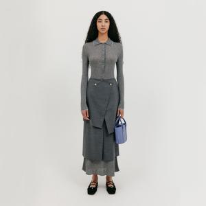 Button Front Knit Dress - Grey
