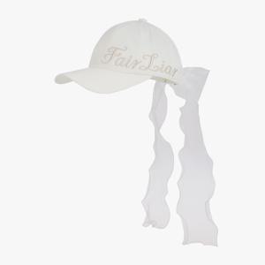 사이드 로고 오간자 리본 캡(아이보리)