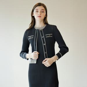 [최초가 278000원] 배색라인 포인트 플리츠 가디건 자켓 챠콜_YK03WRPJK03