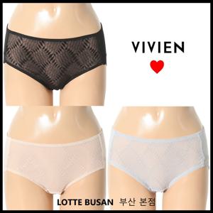 비비안 할인가격 자가드 면스판 여성 레이스팬티 3종택1 BP6711