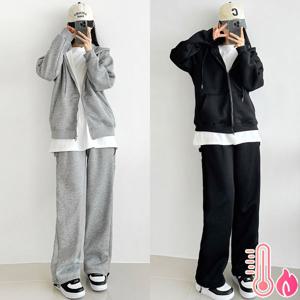 [하프클럽] 양털 후드집업 카펜터 와이드 세트 ~2XL 기모 트레이닝세트 오버핏 집업 스트링팬츠 겨울츄리닝