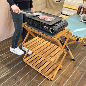 더글라스 원목 접이식 와이드 선반 3단 캠핑선반 감성우드선반 우드쉘프 캠핑용테이블