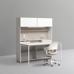 1600폭 5단 멀티책상세트 (조명+도어형)+링고/올라운드/아이블 의자