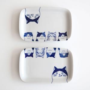 [1+1]  큐티네코 사각접시 MADE IN JAPAN