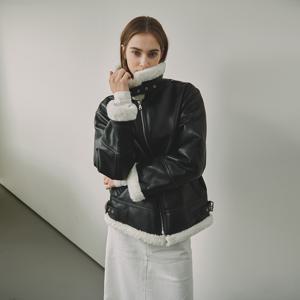 [최초가: 129,000원]에비에이터 B-3 무스탕 자켓 [블랙/화이트]_LMOJK01C2BW