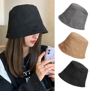 겨울 스웨이드 여성 벙거지 버킷햇 모자
