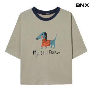 정상가:59,000원 ㅣ 도그 레터링 배색 반팔 티셔츠 (BX2TS046L0)
