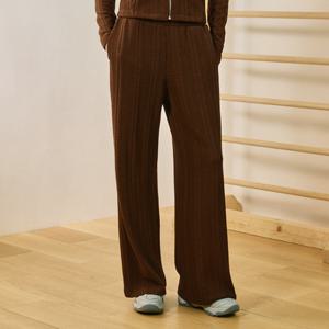 르꼬끄 여성 와이드핏 케이블 자가드 팬츠 QQ322OFP91_BRW