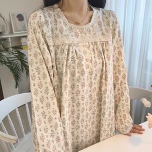 [브리치]  / 벨벳 기모 플라워가든 겨울 원피스 잠옷