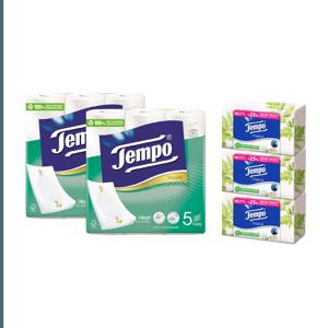 템포 유럽직수입 5겹 롤티슈 9롤 2팩 + 4겹 갑티슈 3갑