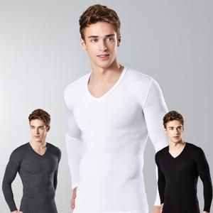 남자내복 V넥 흰색 발열내복 겨울 검정 보온내의 상의