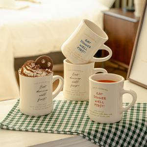 뉴욕 레터 레터링 오목 머그컵 400ml (4 color)