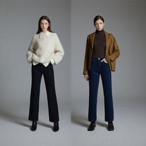 [1+1] 여성 스트레이트 니팅 기모 데님 팬츠 2종세트(SDGW)