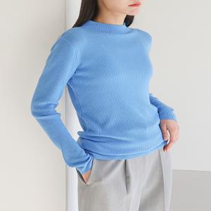 울 리브 반폴라 니트 탑