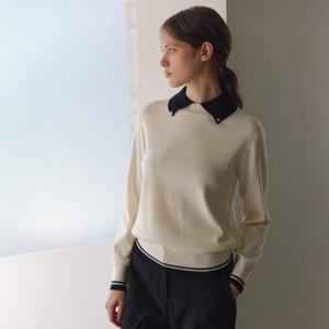 [정상가199,000원]배색카라단추니트BLUCX7928