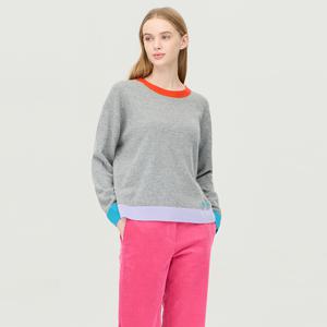 [본사] [Online Exclusive] 배색 포인트 울 니트_BAKPE6561GR