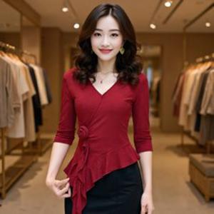 페이준 스트링 라틴라인 댄스복 상의 슬림핏 이너티셔츠 망사 블라우스 7부소매 티셔츠 LS4134