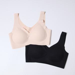 위키란쥬 풍산 인견 심리스 스포츠 노와이어 브라 탑