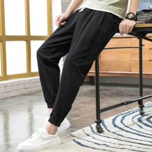 남자 린넨 조거 바지 캐주얼 밴딩 팬츠 여름 스타일
