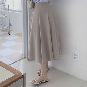 샵앤) 국산 여성 뒷밴딩 A라인 플레어 주름 롱 스커트 STJ-WSK-4586-베이지