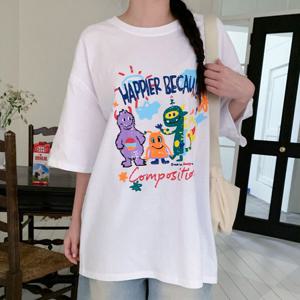 나야홍 / 아이우먼 인사하는몬스터티셔츠 LIU977M507 빅사이즈