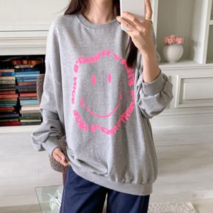 나야홍 / 빅사이즈 509 형광스마일쭈리맨투맨 DLIV304