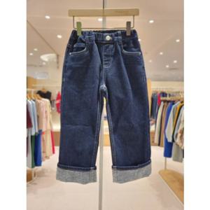 블루독 스튜디오 [블루독](DD)세미와이드롤업데님팬츠(25C7541403) 25FW겨울상품 기모청바지