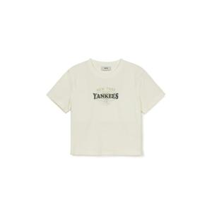 MLB  (3FTSV0753-50CRS) 여성 워싱 그래픽 크롭 반팔 티셔츠