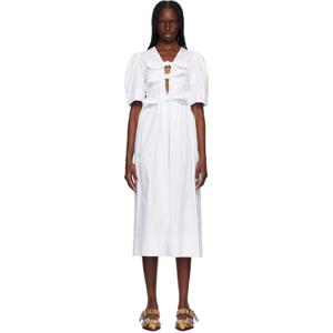 가니 원피스 화이트 스트레치 코튼 타이 스트랩 미디 드레스 251144F054005