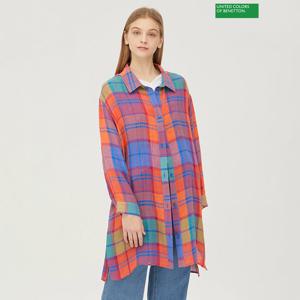 베네통 미르 체크 블라우스 BABLA6531