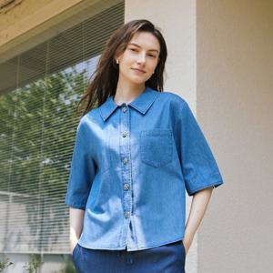 [요하넥스]데님 반소매 셔츠J5B5B307