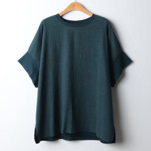 나야홍 / 아이우먼 나그랑배색반팔티셔츠 MNI910M506 빅사이즈