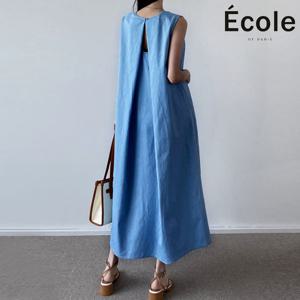 뒷트임 민소매 롱원피스_F35WOB017Z