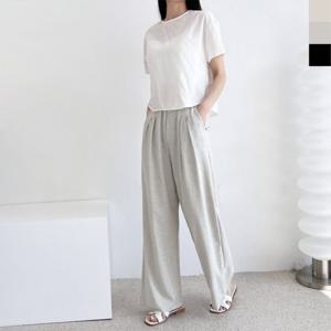 샵앤) 여성 린넨 허리밴딩 핀턱 와이드 팬츠 WDM-WPT-KYI80173