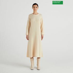 베네통 Pintuck wrinkle flare dress 3F_1244DV00I_BE