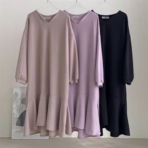 의류 패션의류 빅사이즈 오버핏 데일리 S614L409 여자옷 립스프릴훌긴팔원피스 NO