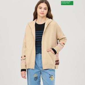 베네통 등판 자카드 후드 집업 니트 BAKC66461